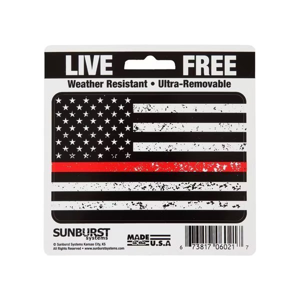 Decal Patriotic Red Line 5 in x 5 in, White Vinyl, Sunburst Systems, Mfr#: 6021